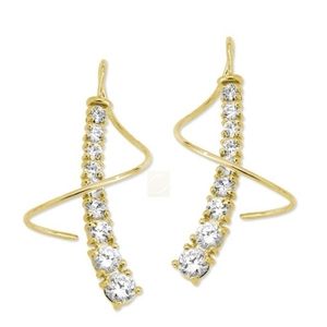 Graduated Journey Zirconia Earspirals Earrings in 18K Gold Over Silver